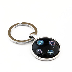 Black Playstation Button Pad Keychain